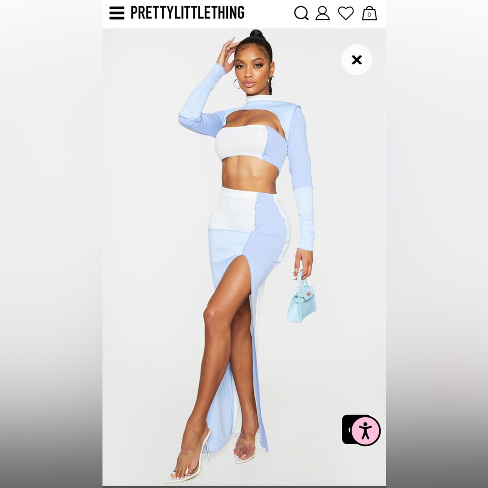 Blue & white matching skirt set